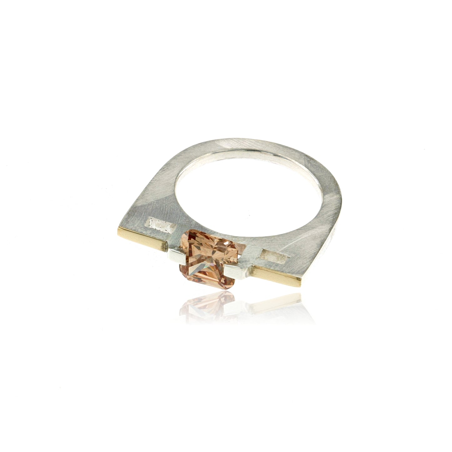 Mysterium Collection Sterling & 14k Champagne CZ Ring