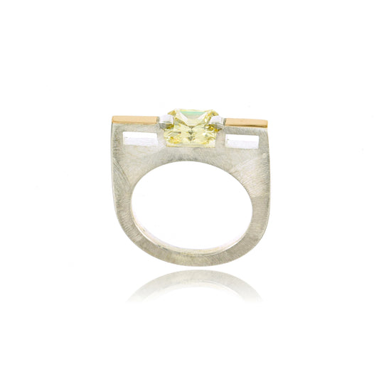 Mysterium Collection Sterling & 14k Light Yellow CZ Ring