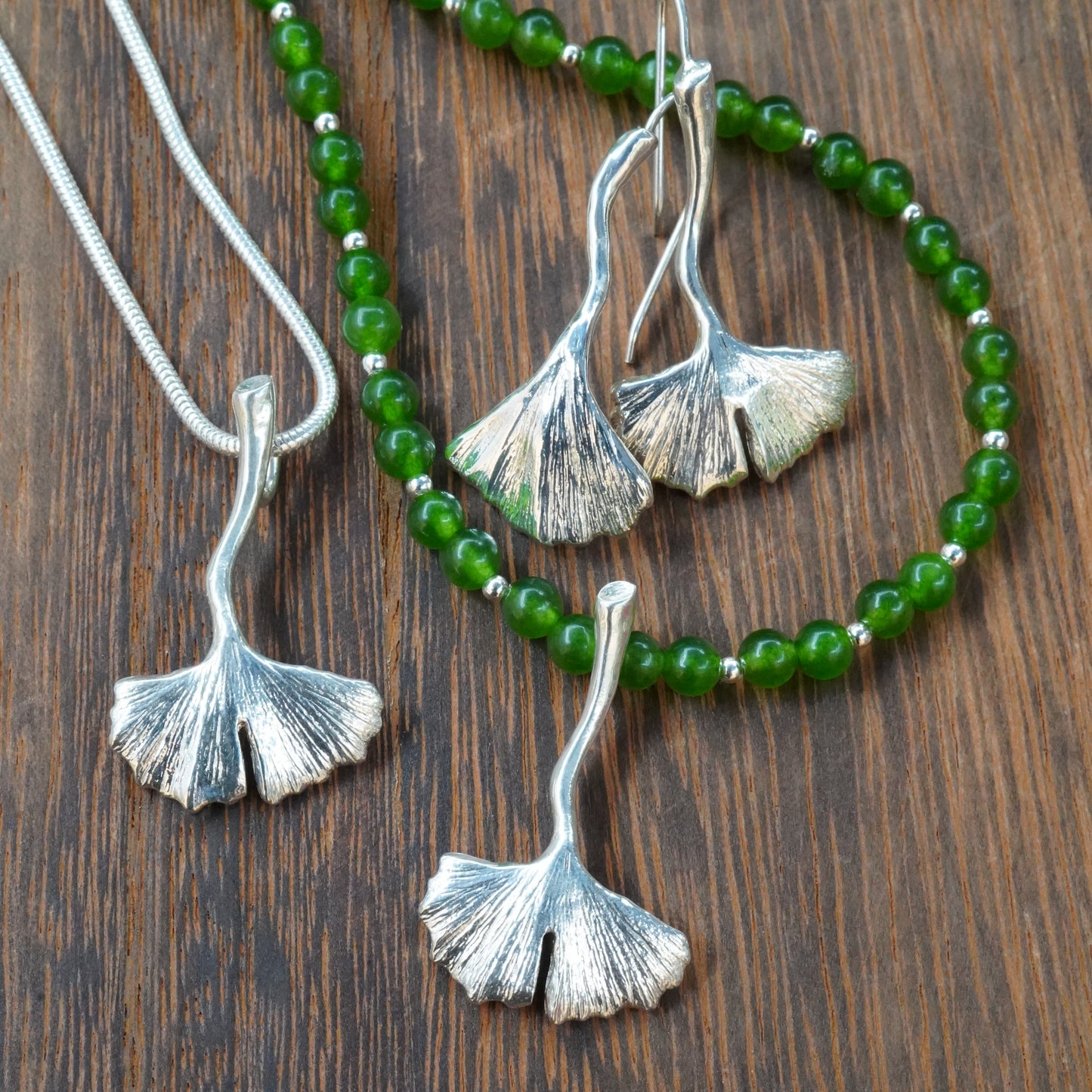 Tim & Mabel Petite Ginkgo Jade Necklace
