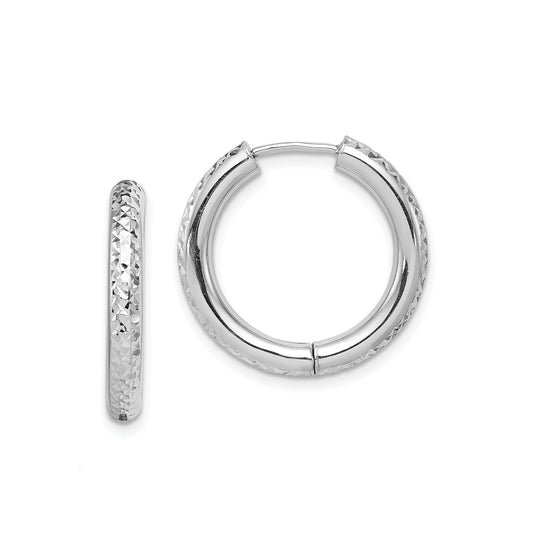 Sterling Silver 21mm Diamond Cut Hoop Earrings