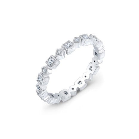 14k White Gold Diamond Set Stackable Band