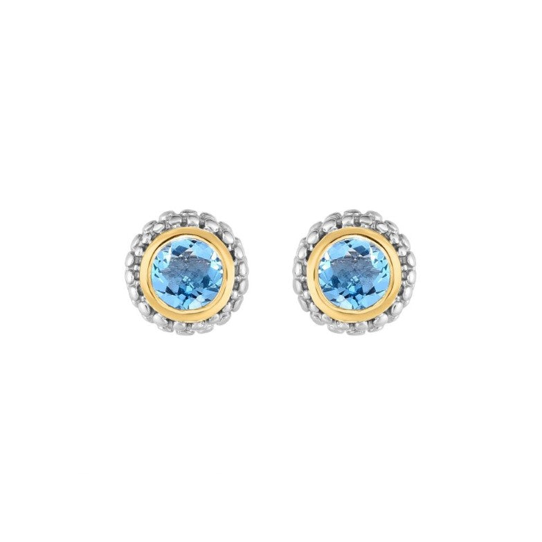 Phillip Gavriel Collection Sterling Silver & 18K Gold Blue Topaz Earrings