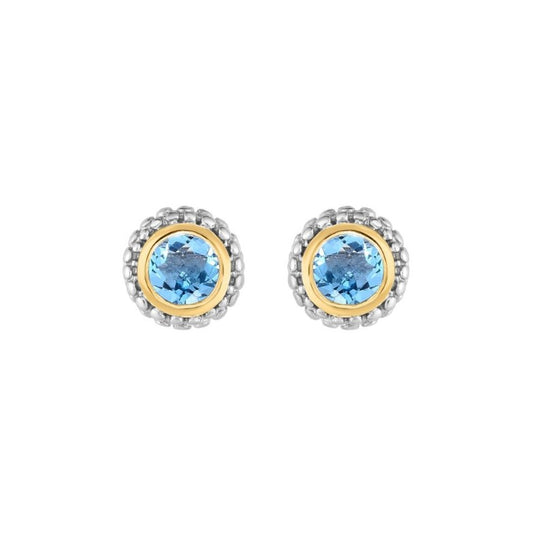 Phillip Gavriel Collection Sterling Silver & 18K Gold Blue Topaz Earrings