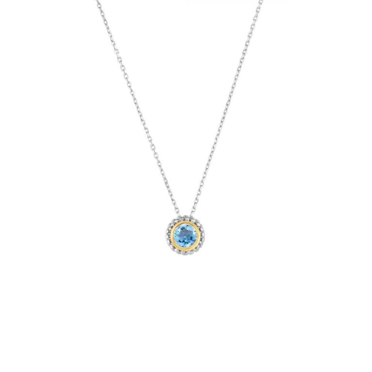 Phillip Gavriel Collection Sterling Silver & 18K Gold Blue Topaz Pendant