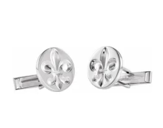 Sterling Silver Fleur De Lis Cuff Links