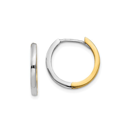 14k Gold Reversible Two-Tone 11mm Hinged Hoop Earrings