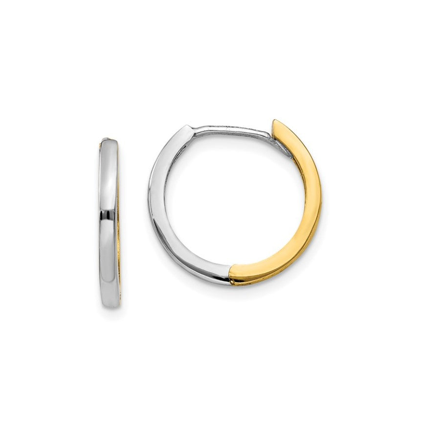 14k Gold Reversible Two-Tone 11mm Hinged Hoop Earrings