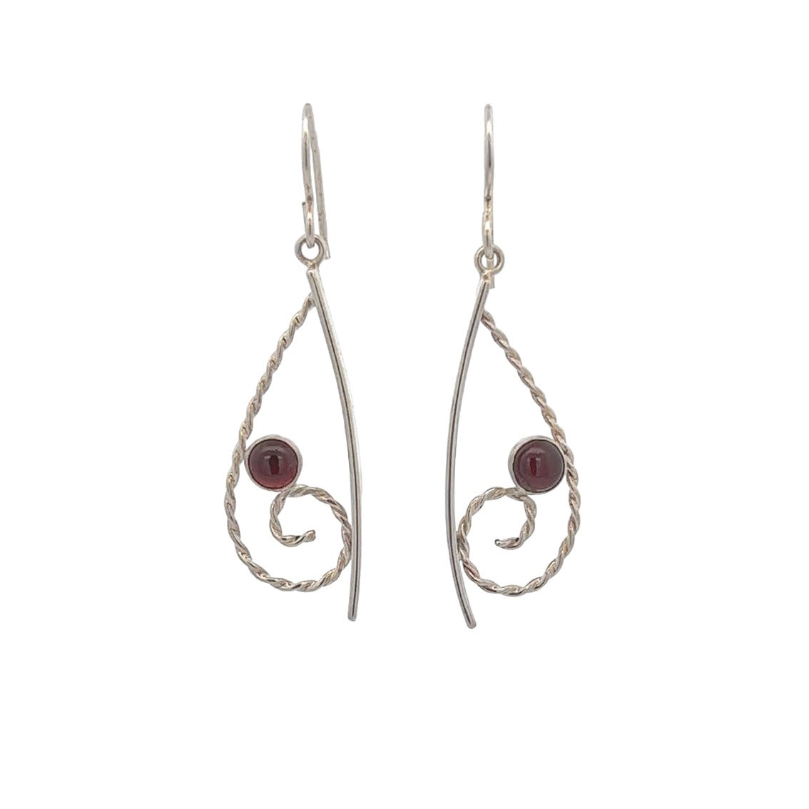 Vitrice McMurry Sterling Silver "Scroll" Garnet Earrings