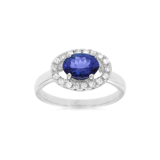 14K White Gold Tanzanite & Diamond Ring