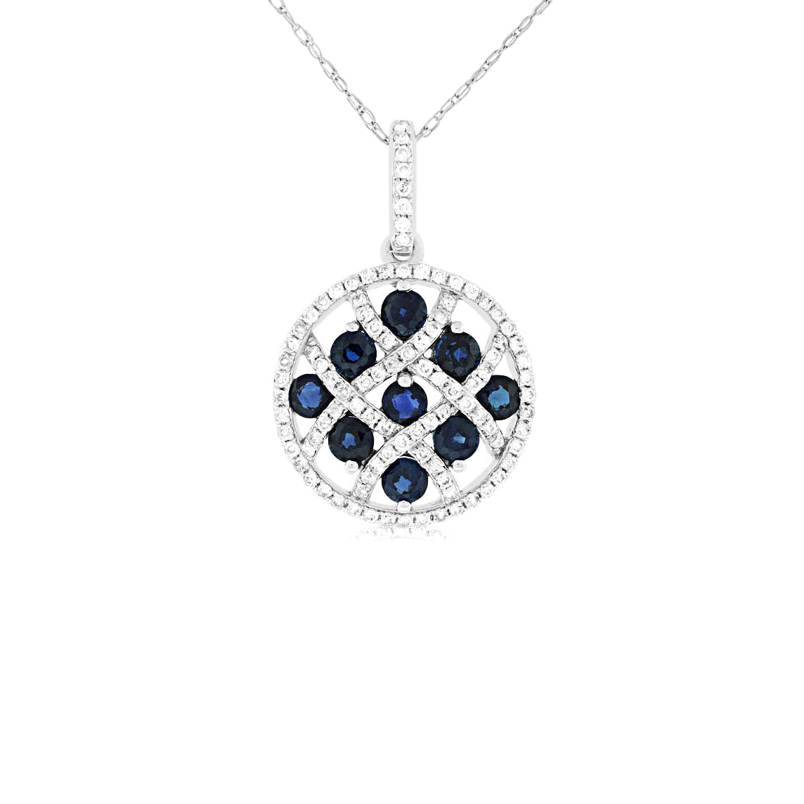 14K White Gold Sapphire & Diamond Pendant