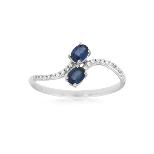 14K White Gold Sapphire & Diamond Ring