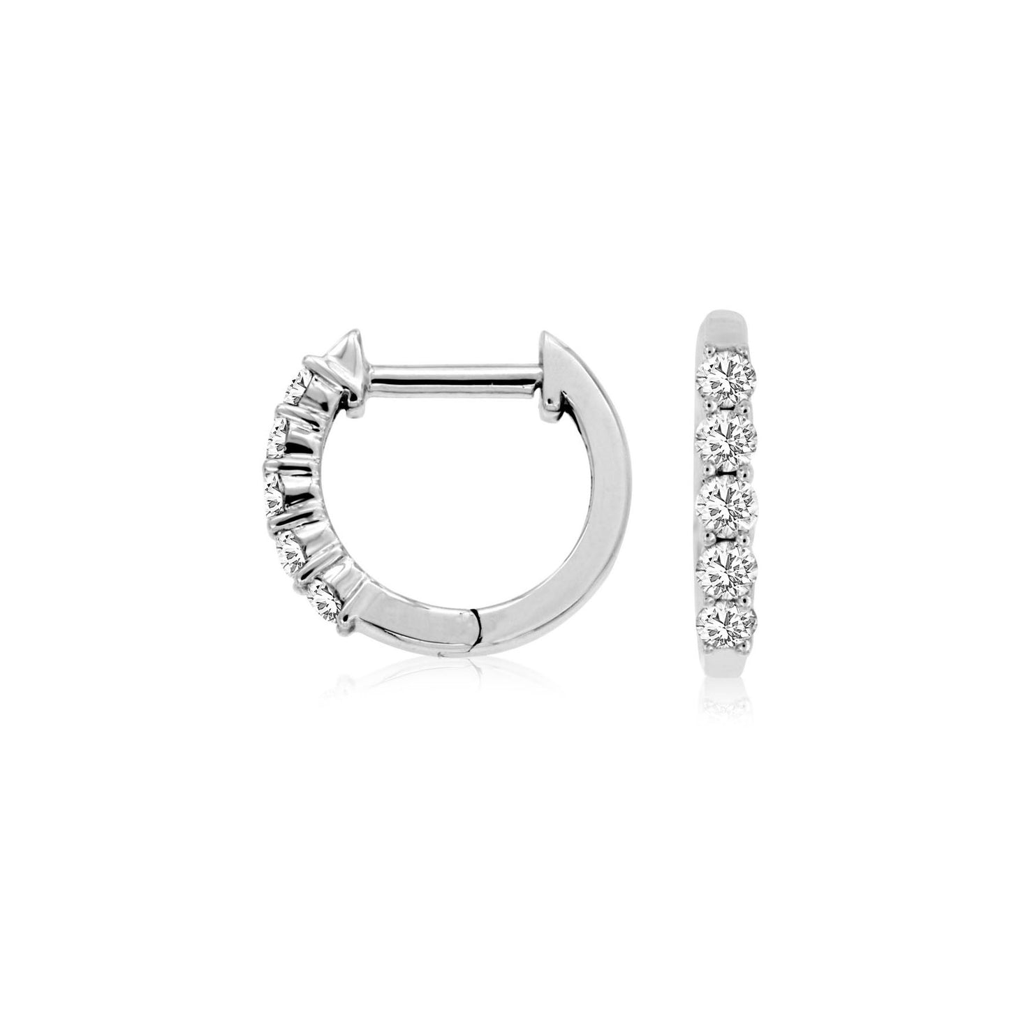 14K White Gold Diamond Hoop Earrings