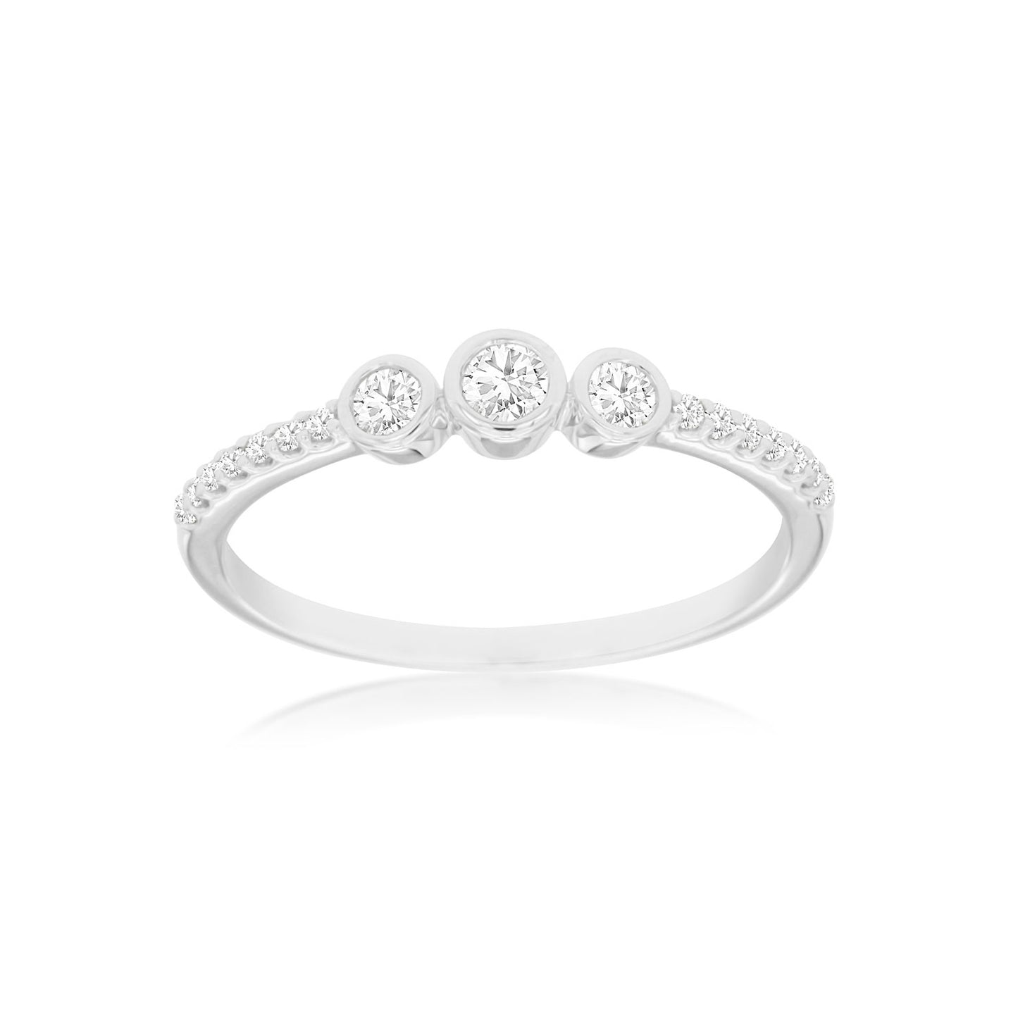 14K White Gold Petite Diamond Ring