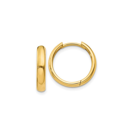 14K Gold 11mm Round Hinged Hoop Earrings