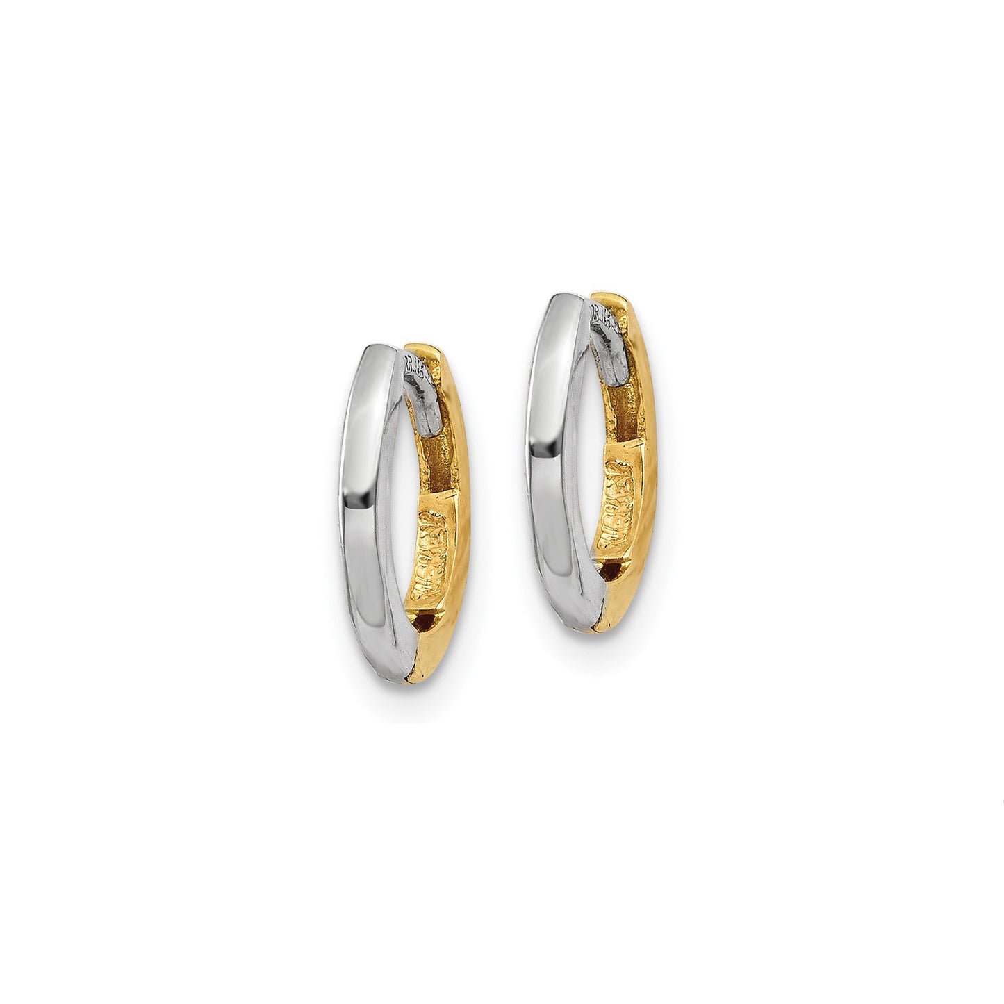 14k Gold Two-Tone Mini Hinged Hoops