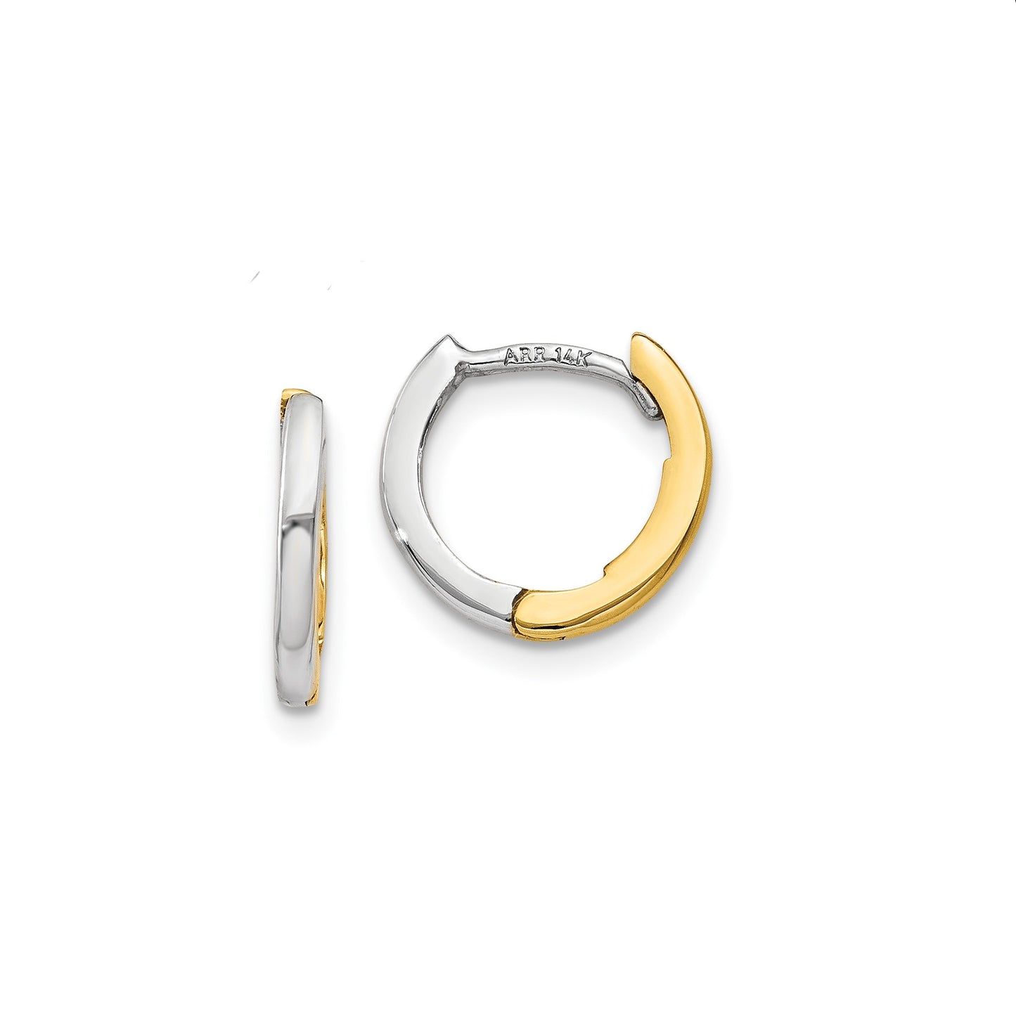 14k Gold Two-Tone Mini Hinged Hoops