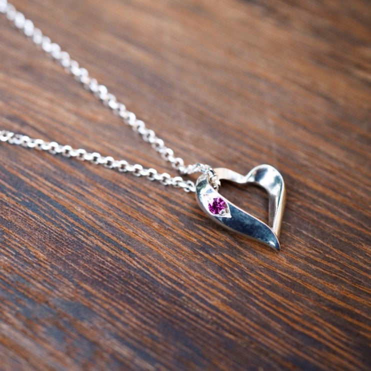 Tim & Mabel Open Heart Ruby Necklace