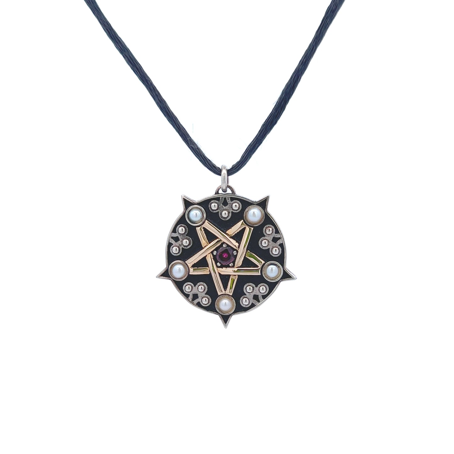 Tim Nelson Designs Sterling Ruby & Pearl Pendant