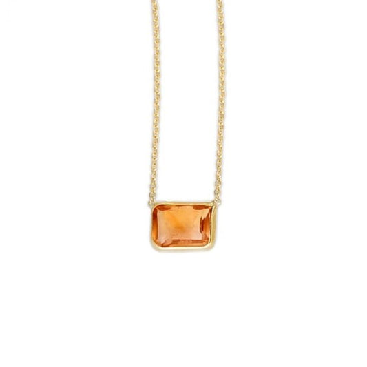 Phillip Gavriel Collection 14K Emerald Cut Citrine Necklace