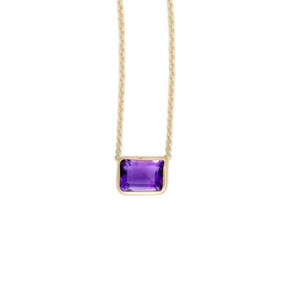 Phillip Gavriel Collection 14K Emerald Cut Amethyst Necklace