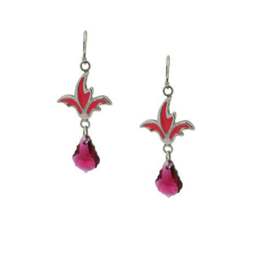 Molly McNamara Collection Pink Swarovski Fleur de Lis Earrings