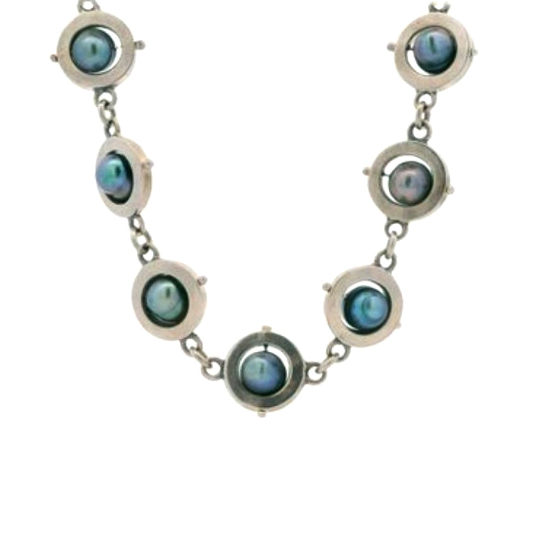 Molly McNamara Collection Black Pearl Saturn Necklace