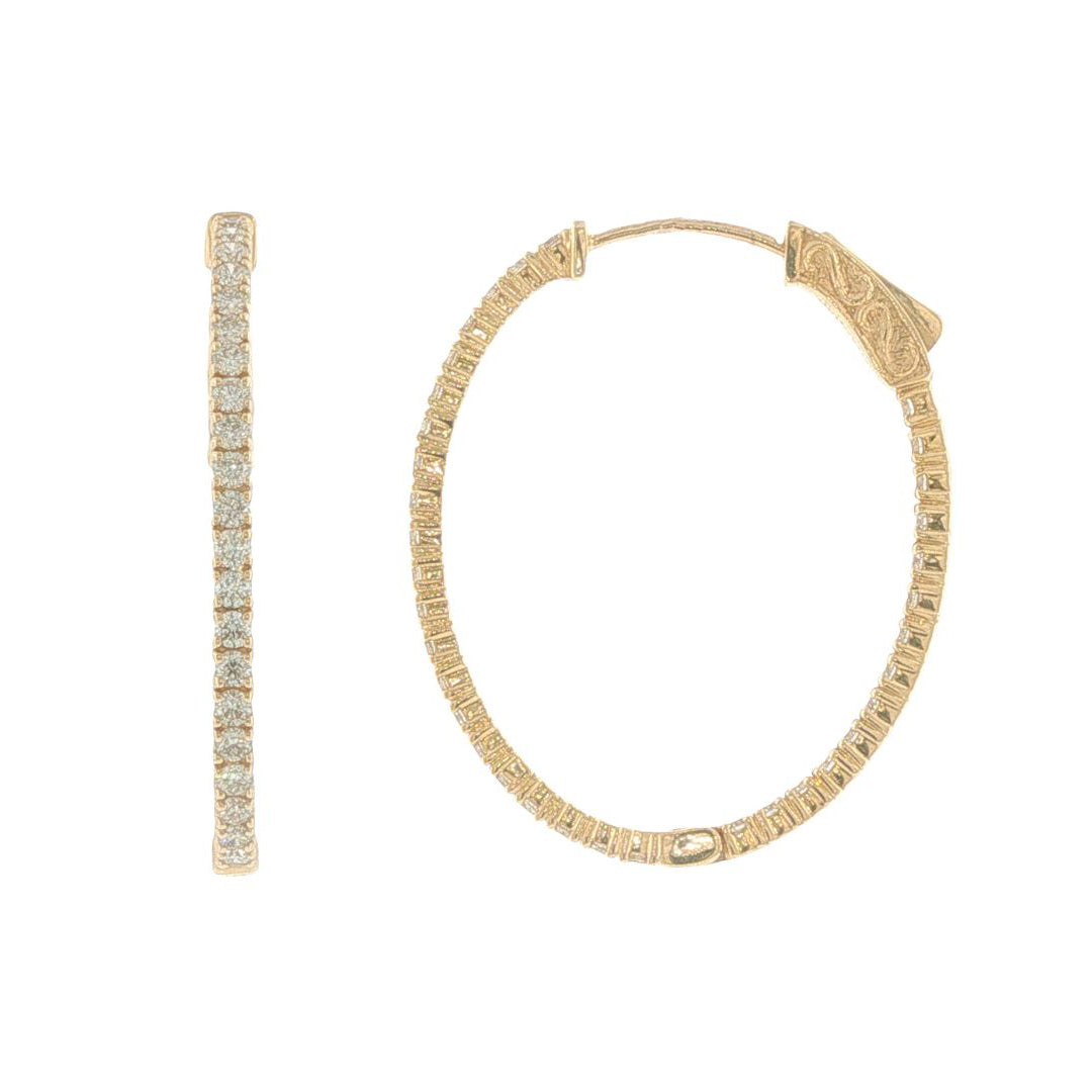 14K Yellow Gold 1.79ctw Diamond Inside Out Hoop Earrings