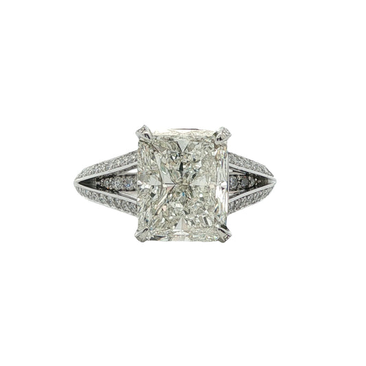Platinum 3.52ct Radiant Cut Diamond Engagement Ring