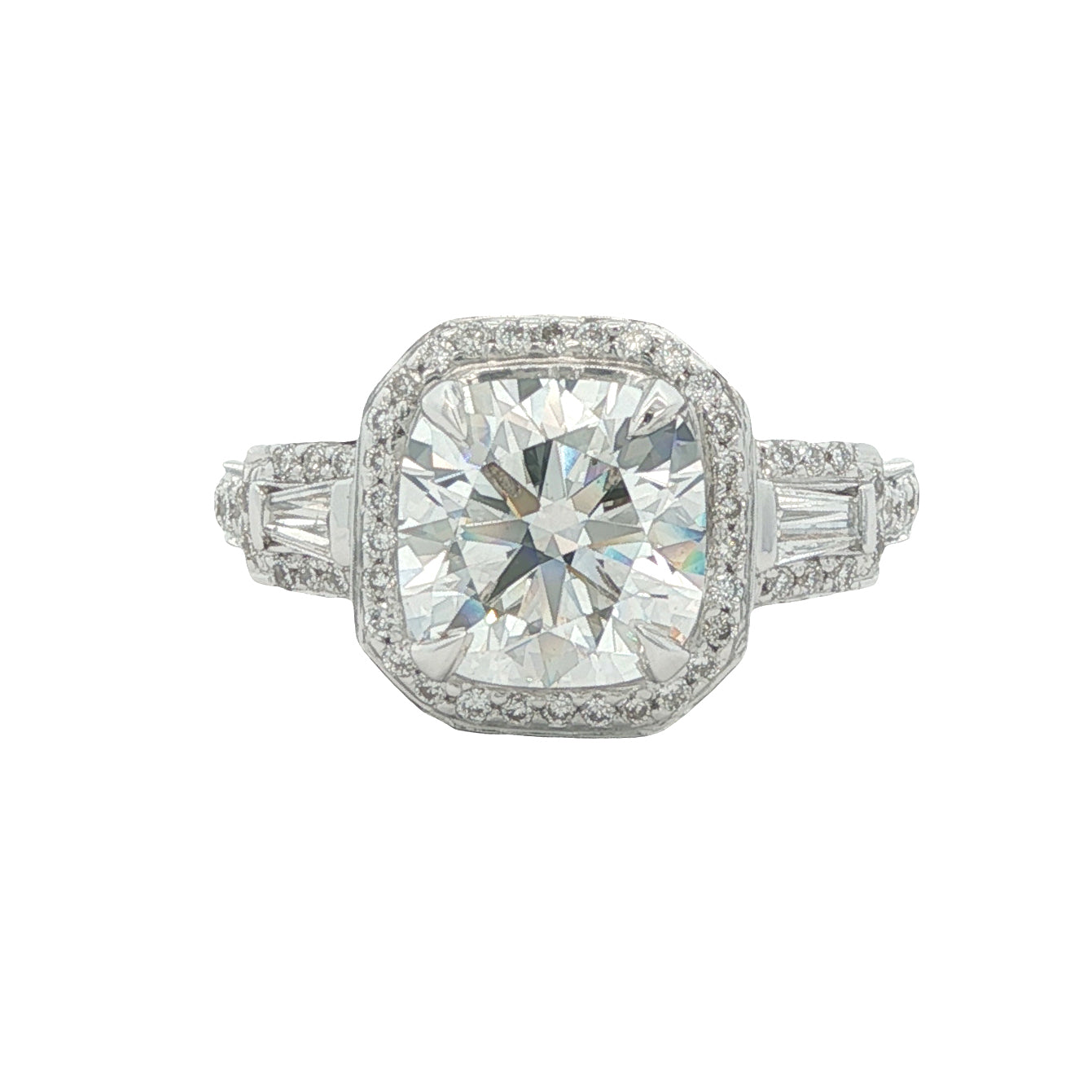 18K 2.38ct Lab-Created Cushion Cut Diamond Engagement Ring