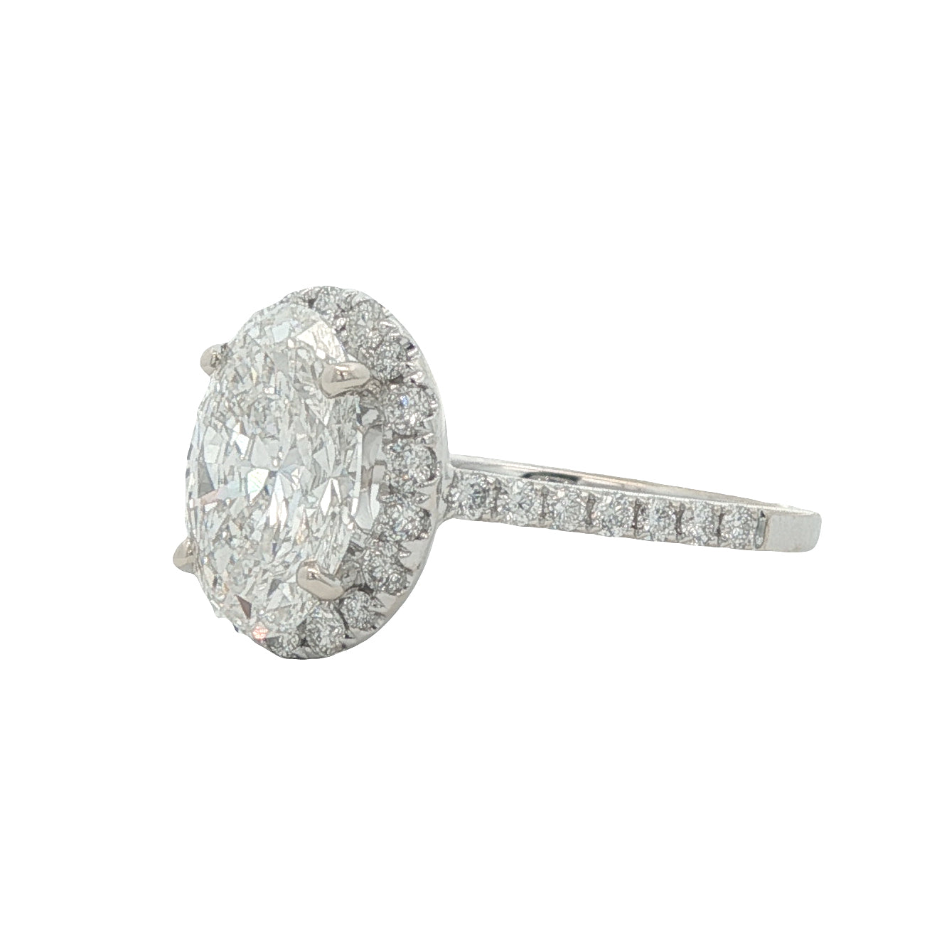 18K 2.45ct Lab-Created Oval Diamond Engagement Ring