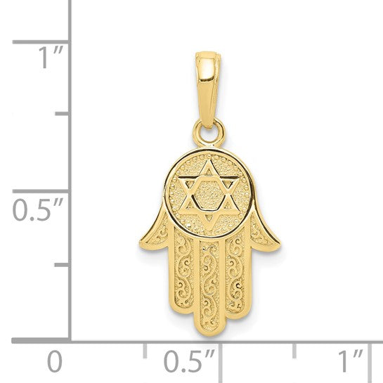 10K Yellow Gold Hamsa Pendant
