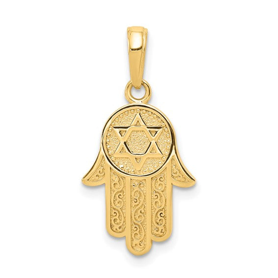 10K Yellow Gold Hamsa Pendant