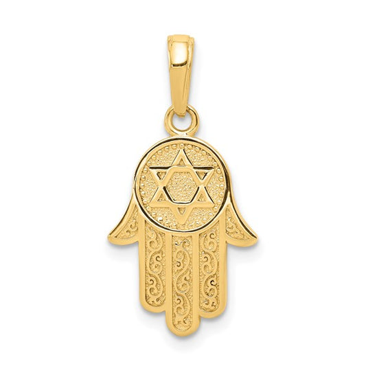 10K Yellow Gold Hamsa Pendant