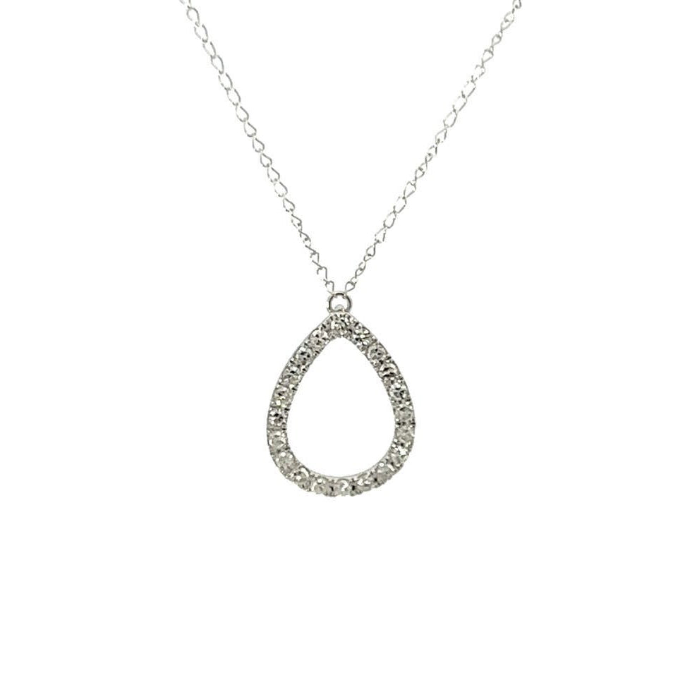 14K White Gold Diamond Pear Shape Necklace