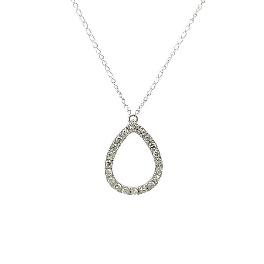 14K White Gold Diamond Pear Shape Necklace