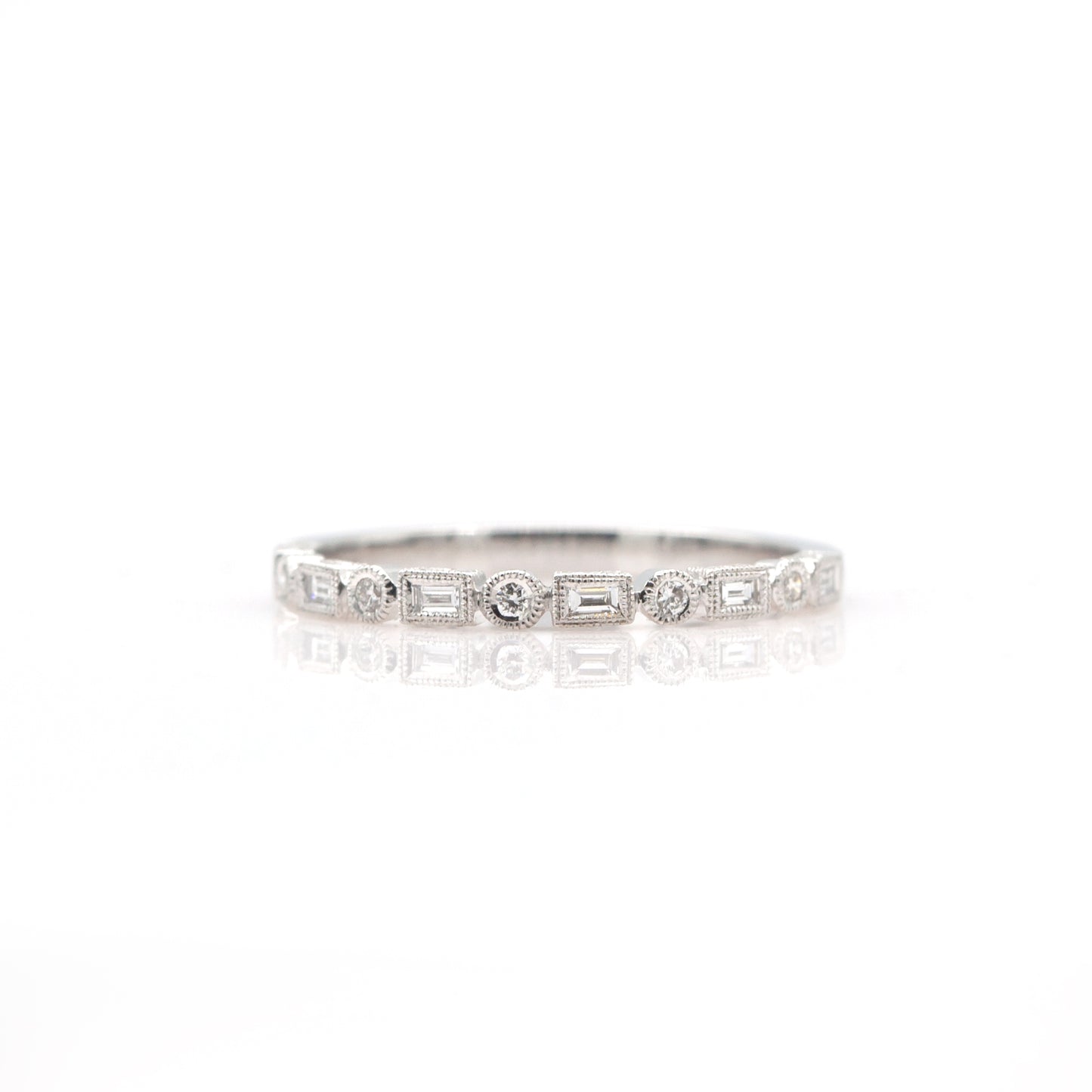 14K White Gold Diamond Stackable Shapes Band