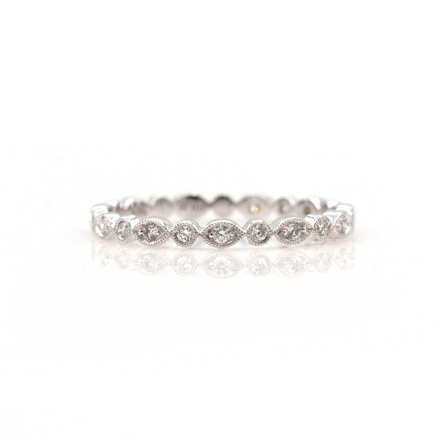14k White Gold Diamond Stackable Band