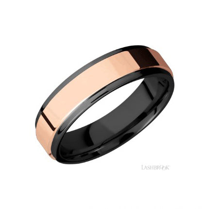 Lashbrook Designs Zirconium & 14K Rose Gold Wedding Band