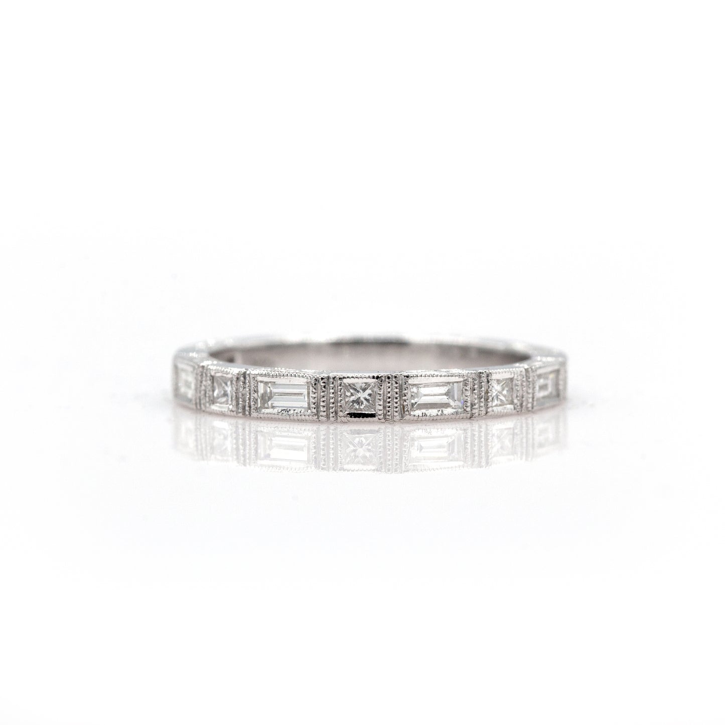 14K White Gold .36Ct Diamond Stackable Shapes Band
