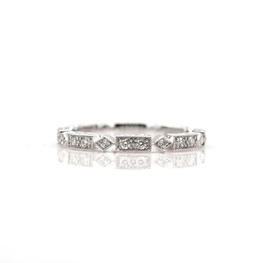 14K White Gold .15 Ct Diamond Stackable Shapes Band