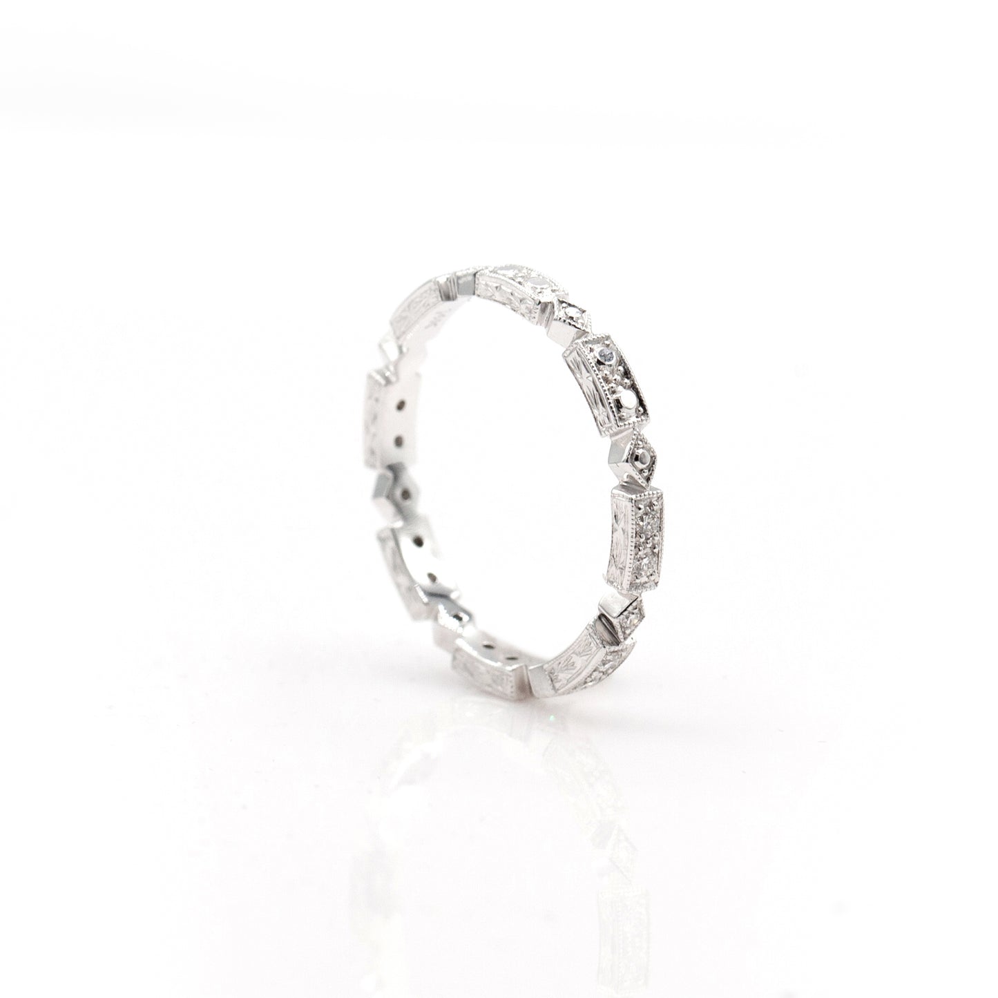 14K White Gold .15 Ct Diamond Stackable Shapes Band