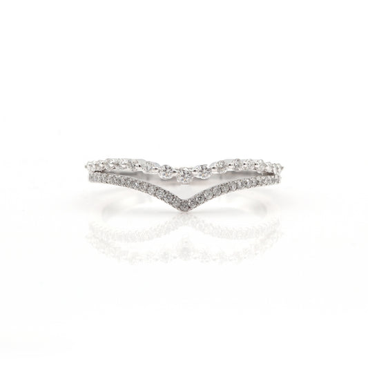 14K White Gold Curved Diamond Band