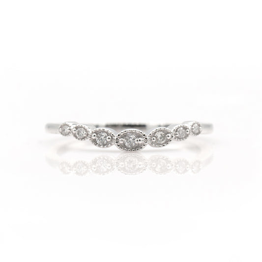 14K White Gold Diamond Contour Ring