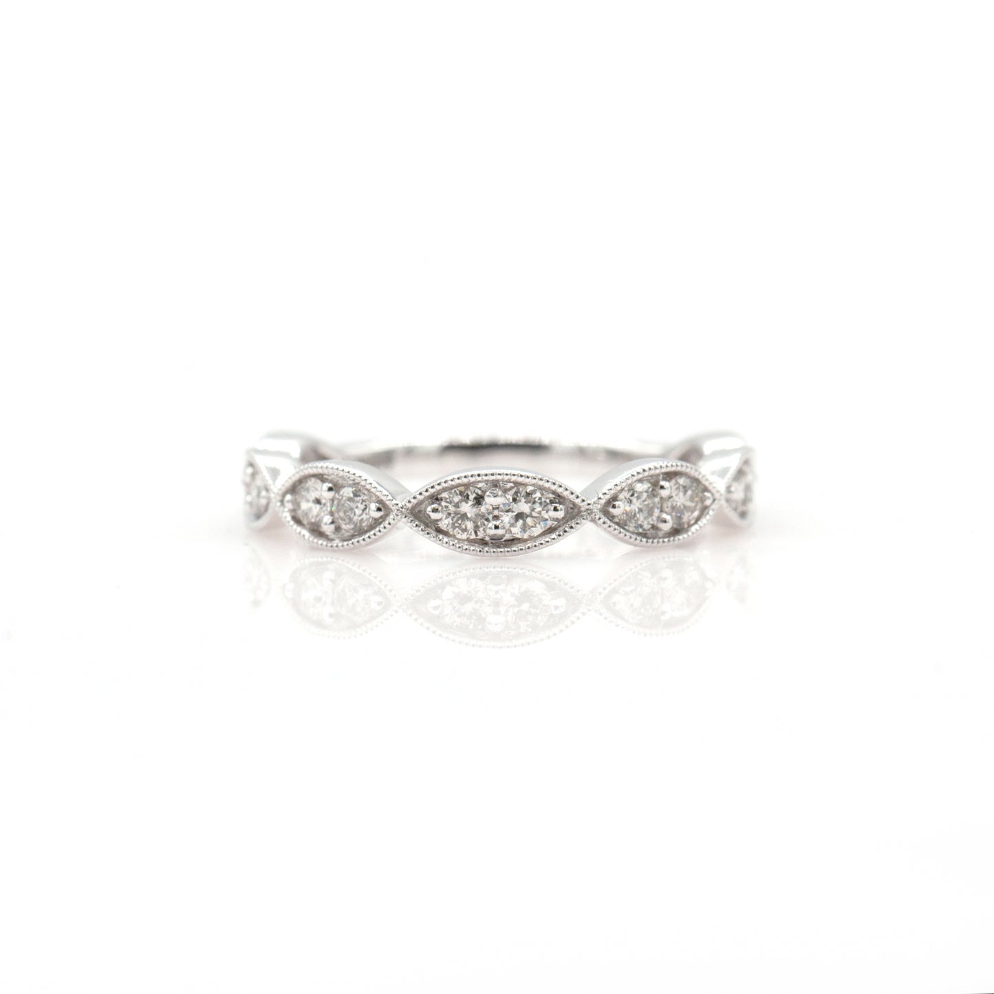 14K White Gold .50 Ct Diamond Stackable Shapes Band