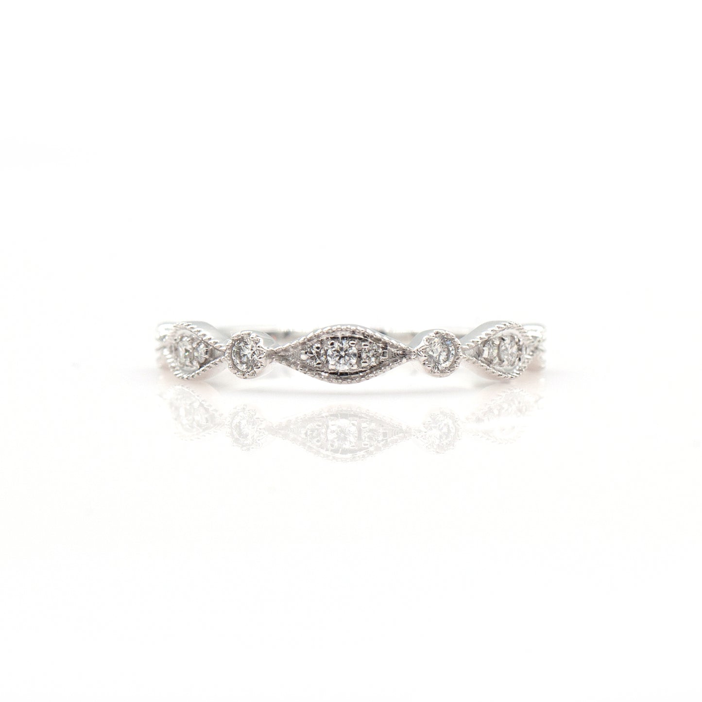14K White Gold .20 Ct Diamond Stackable Shapes Band