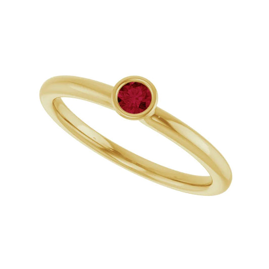 14K Yellow Gold Petite Ruby Ring