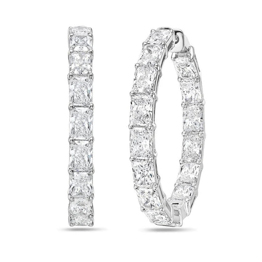 14k 10ct Lab-Created Radiant-Cut Diamond Hoop Earrings
