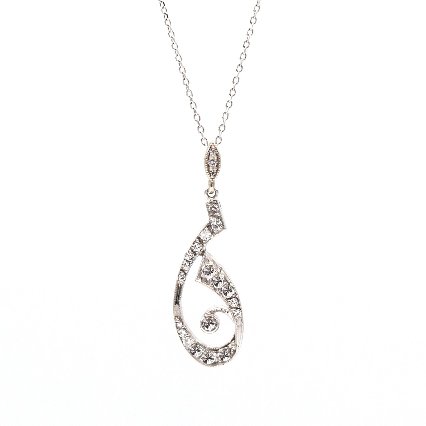 Estate Collection Platinum Art Nouveau Diamond Pendant