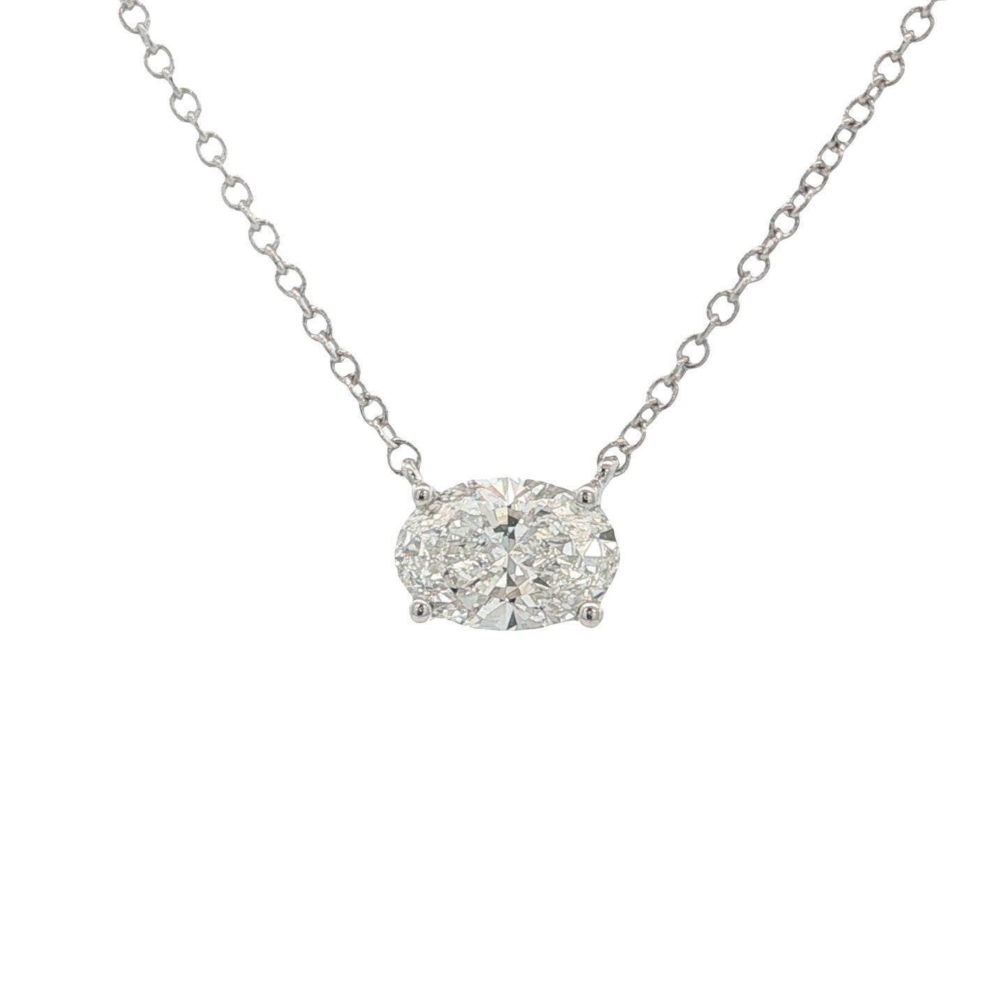 14k 1.0ct Lab-Created Oval Diamond Solitaire Pendant