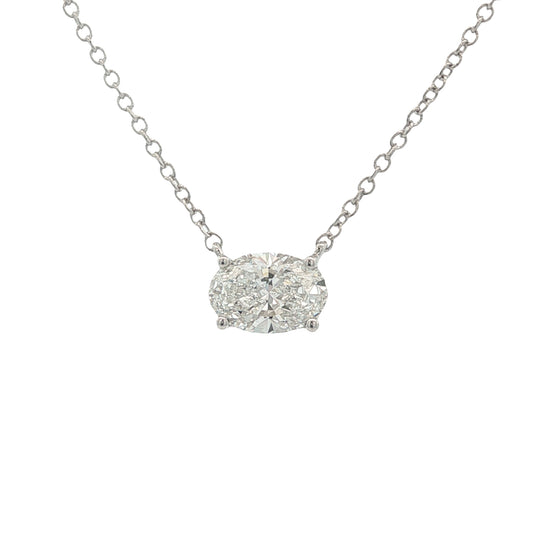 14k 1.0ct Lab-Created Oval Diamond Solitaire Pendant